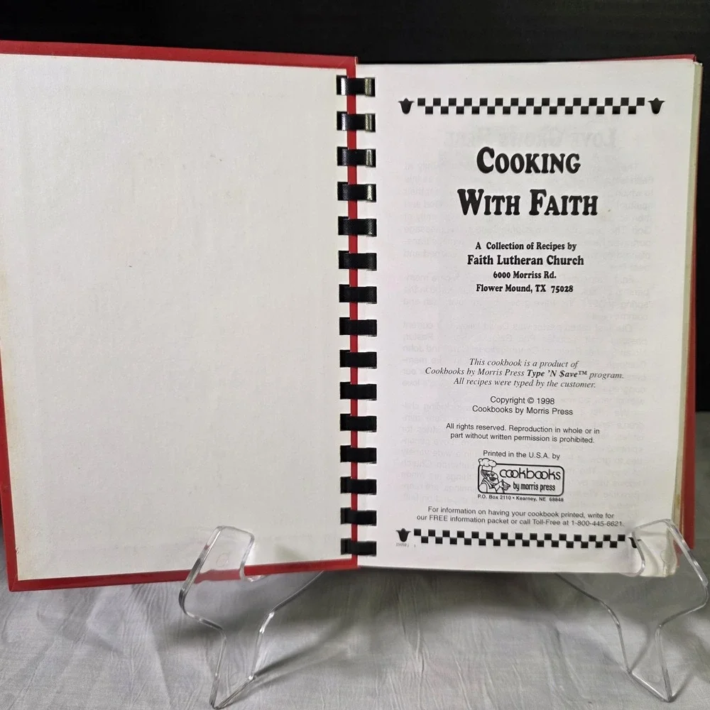 Vintage 1998 Cooking With Faith CookBook Faith Lutheran Church‎ Flower Mound TX